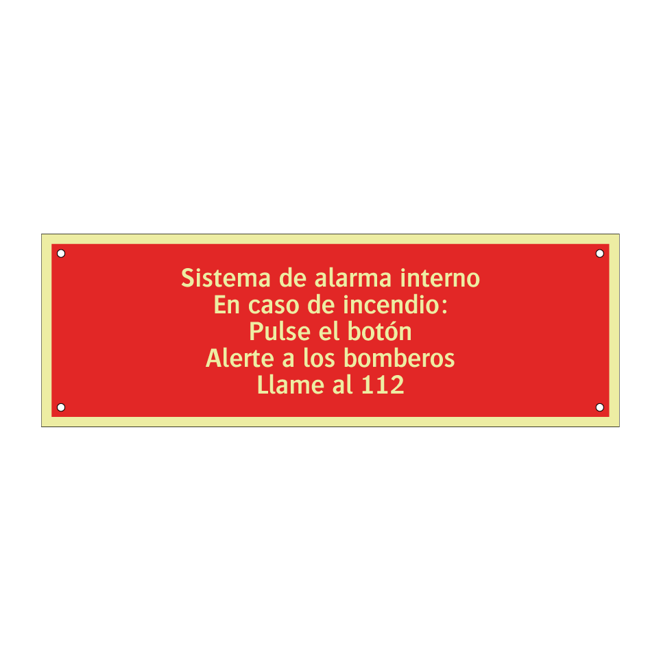 Sistema de alarma interno En caso de incendio: Pulse el botón Alerte a los bomberos Llame al 112