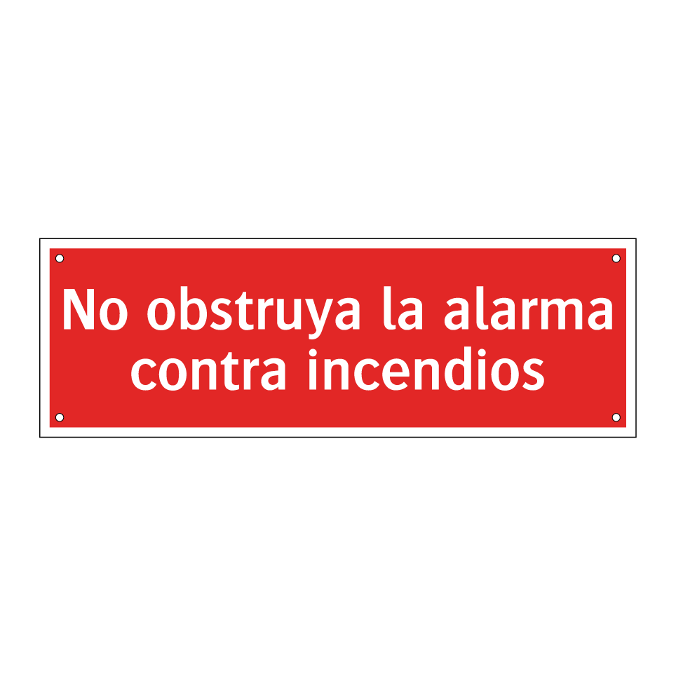 No obstruya la alarma contra incendios