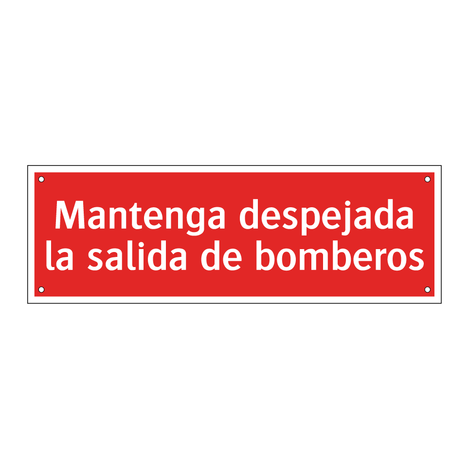Mantenga despejada la salida de bomberos