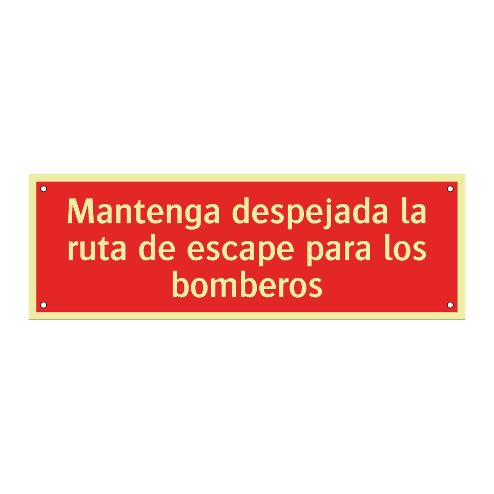 Mantenga despejada la ruta de escape para los bomberos