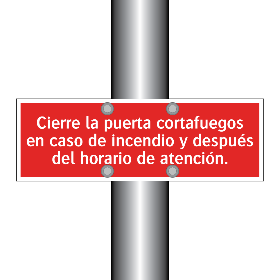 Cierre la puerta cortafuegos en caso de incendio y después del horario de atención.