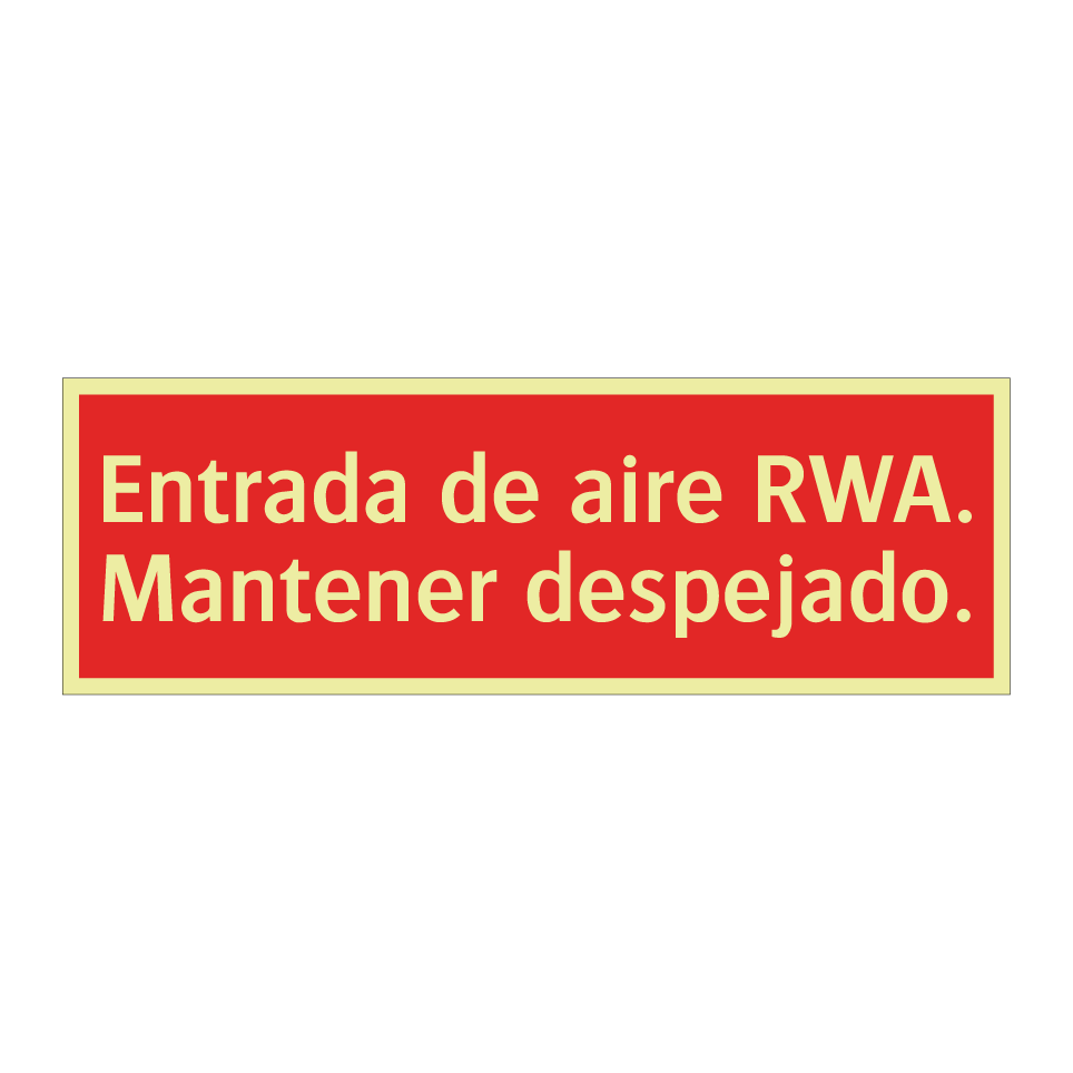 Entrada de aire RWA. Mantener despejado.