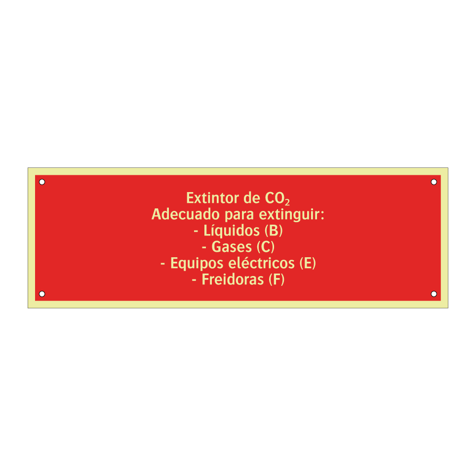 Extintor de CO₂ Adecuado para extinguir: - Líquidos (B) - Gases (C) - Equipos eléctricos (E) - Freidoras (F)