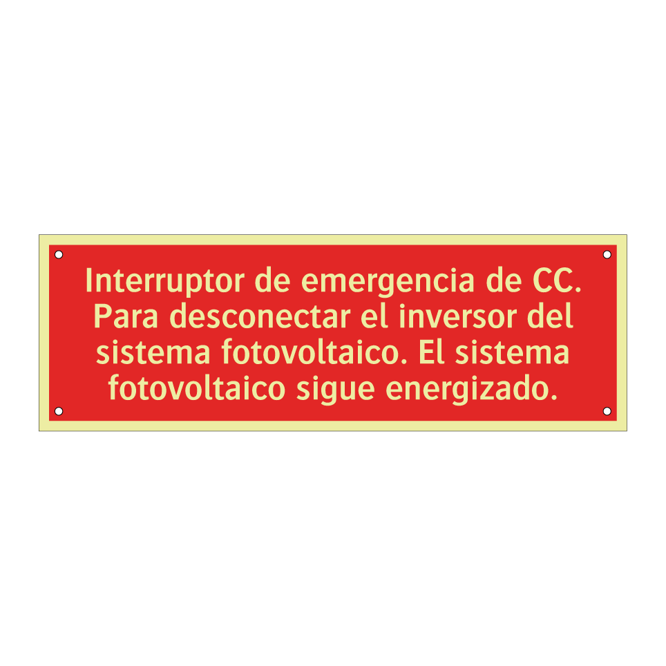 Interruptor de emergencia de CC. Para desconectar el inversor del sistema fotovoltaico. El sistema fotovoltaico sigue energizado.