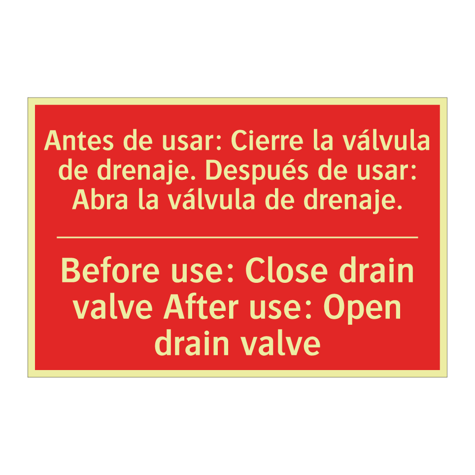 Antes de usar: Cierre la /.../ - Before use: Close drain valve /.../