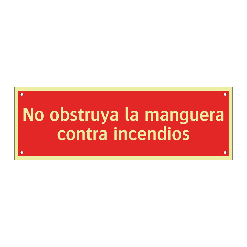 No obstruya la manguera contra incendios