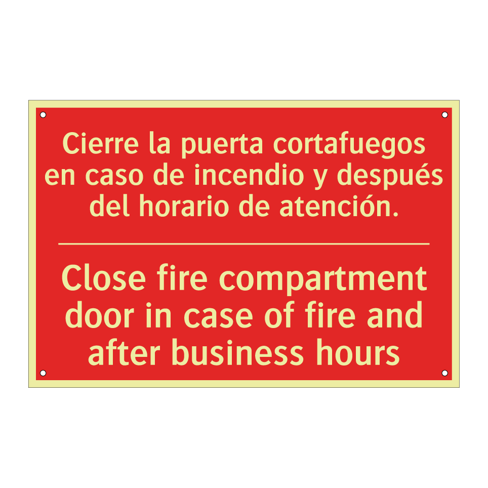 Cierre la puerta cortafuegos /.../ - Close fire compartment door /.../