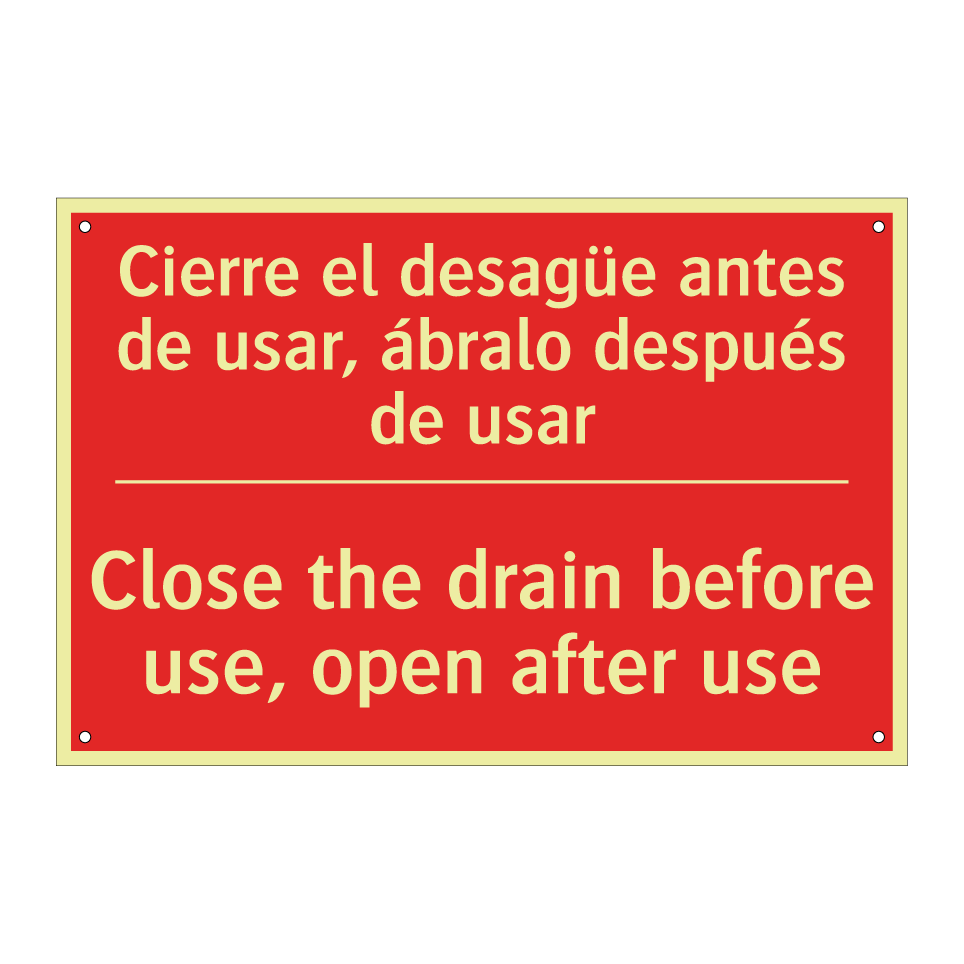Cierre el desagüe antes de /.../ - Close the drain before use, /.../