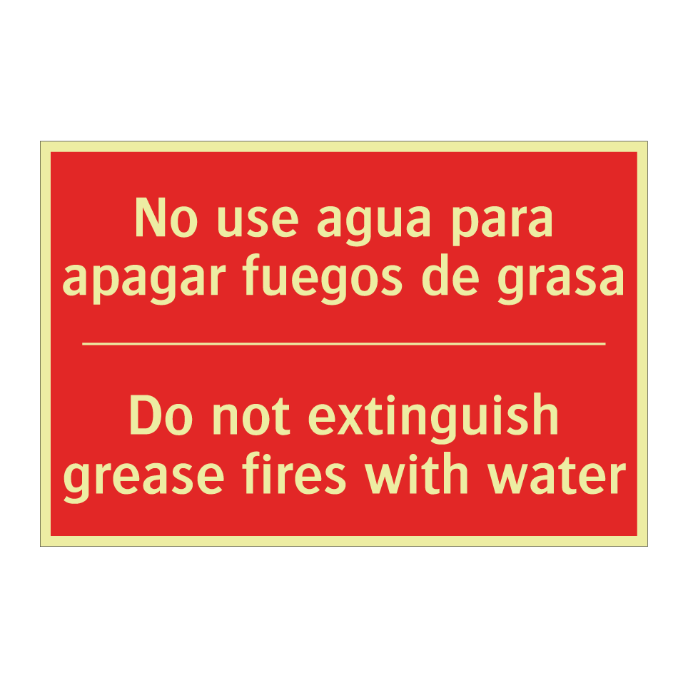 No use agua para apagar /.../ - Do not extinguish grease /.../