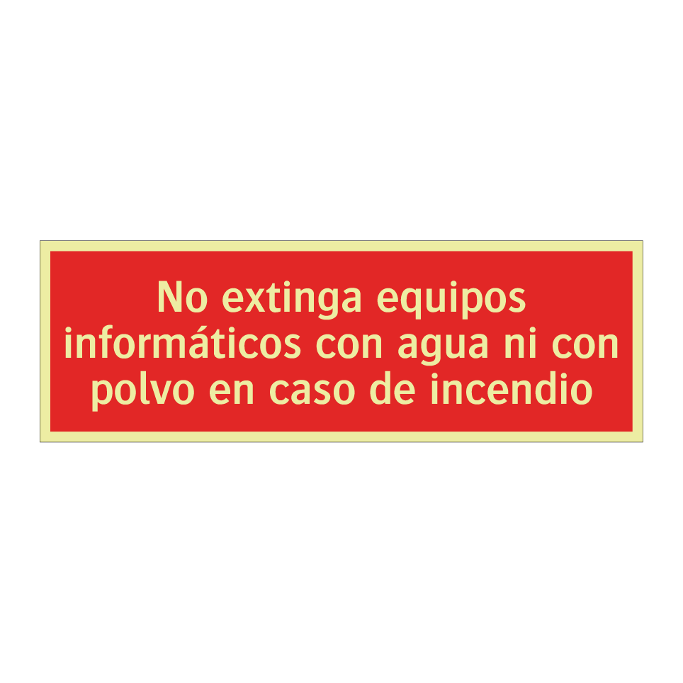 No extinga equipos informáticos con agua ni con polvo en caso de incendio
