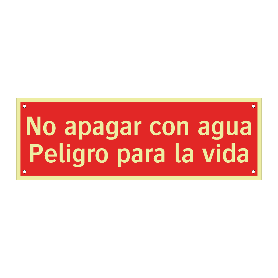 No apagar con agua Peligro para la vida