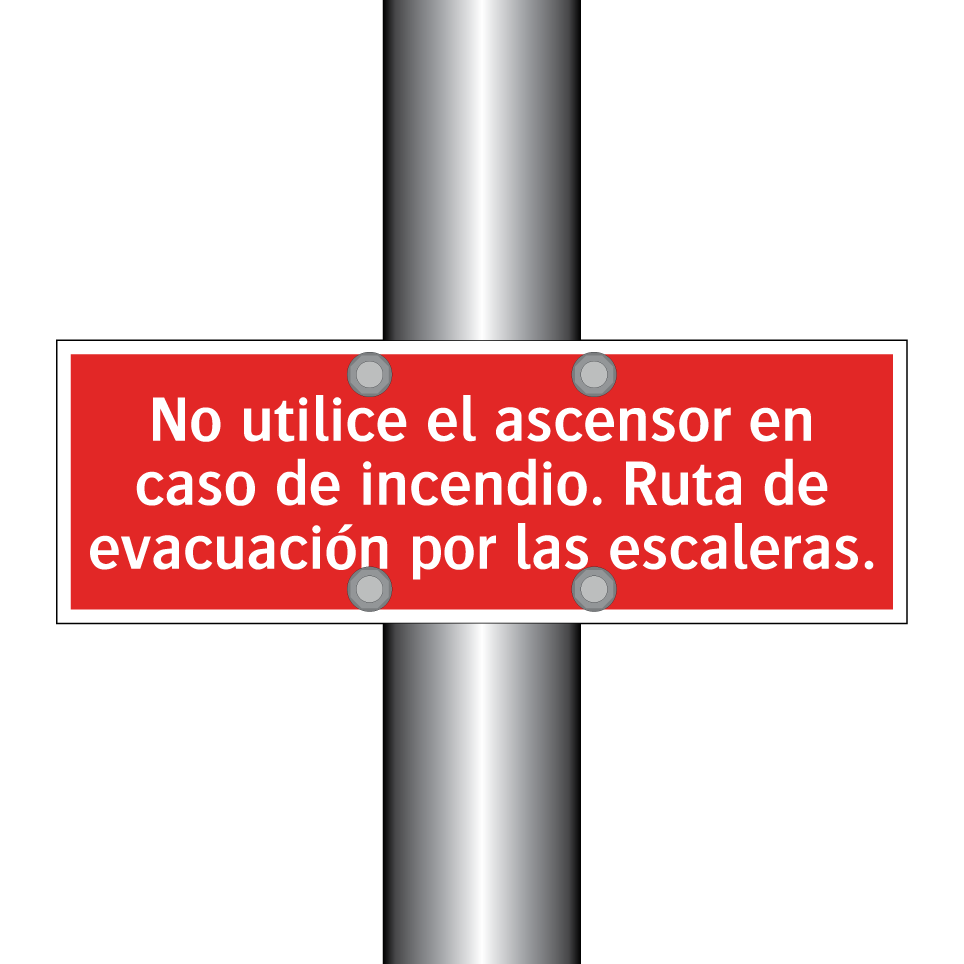 No utilice el ascensor en caso de incendio. Ruta de evacuación por las escaleras.
