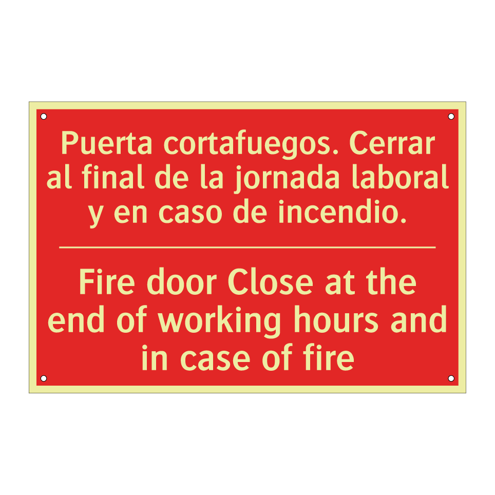 Puerta cortafuegos. Cerrar al /.../ - Fire door Close at the end of /.../