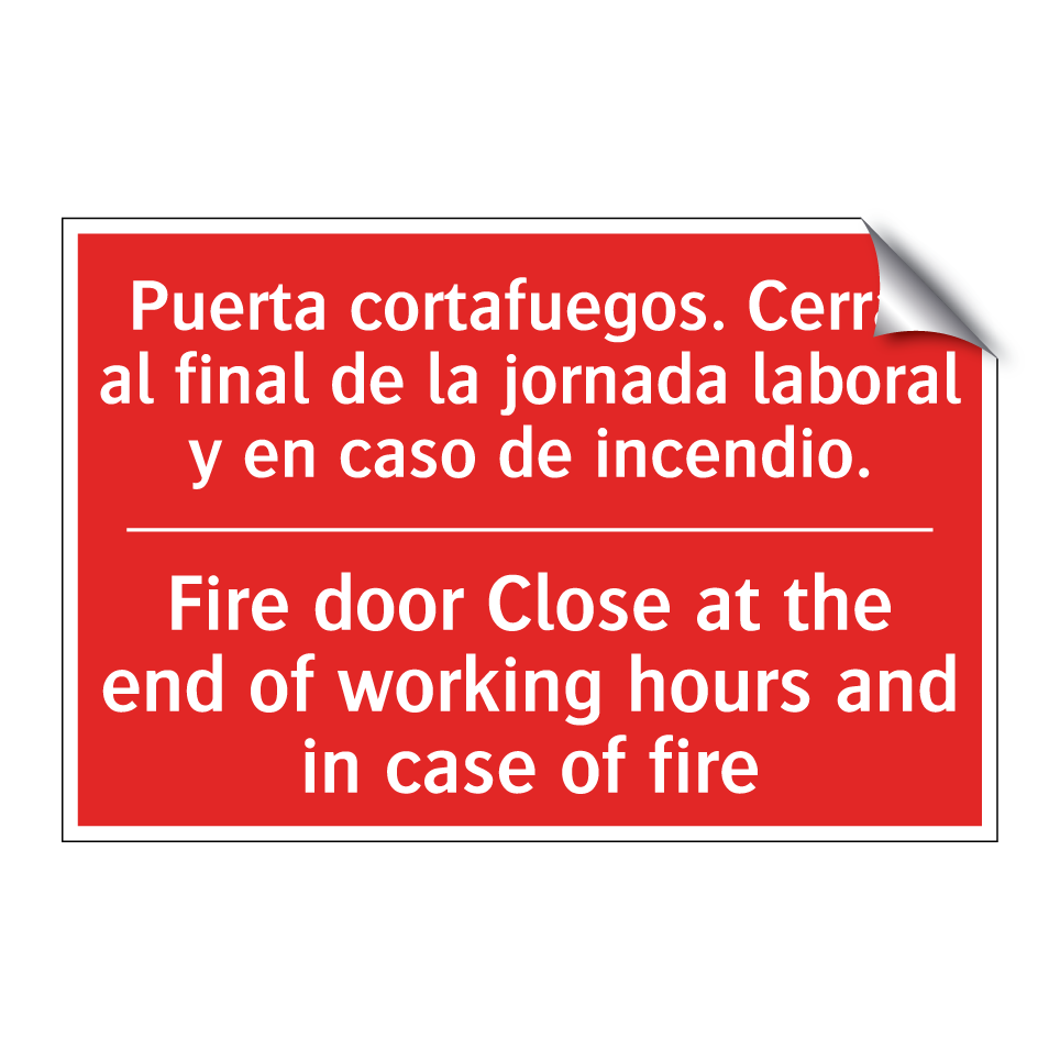 Puerta cortafuegos. Cerrar al /.../ - Fire door Close at the end of /.../