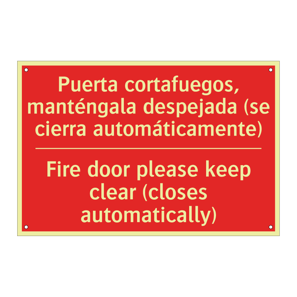 Puerta cortafuegos, /.../ - Fire door please keep clear /.../