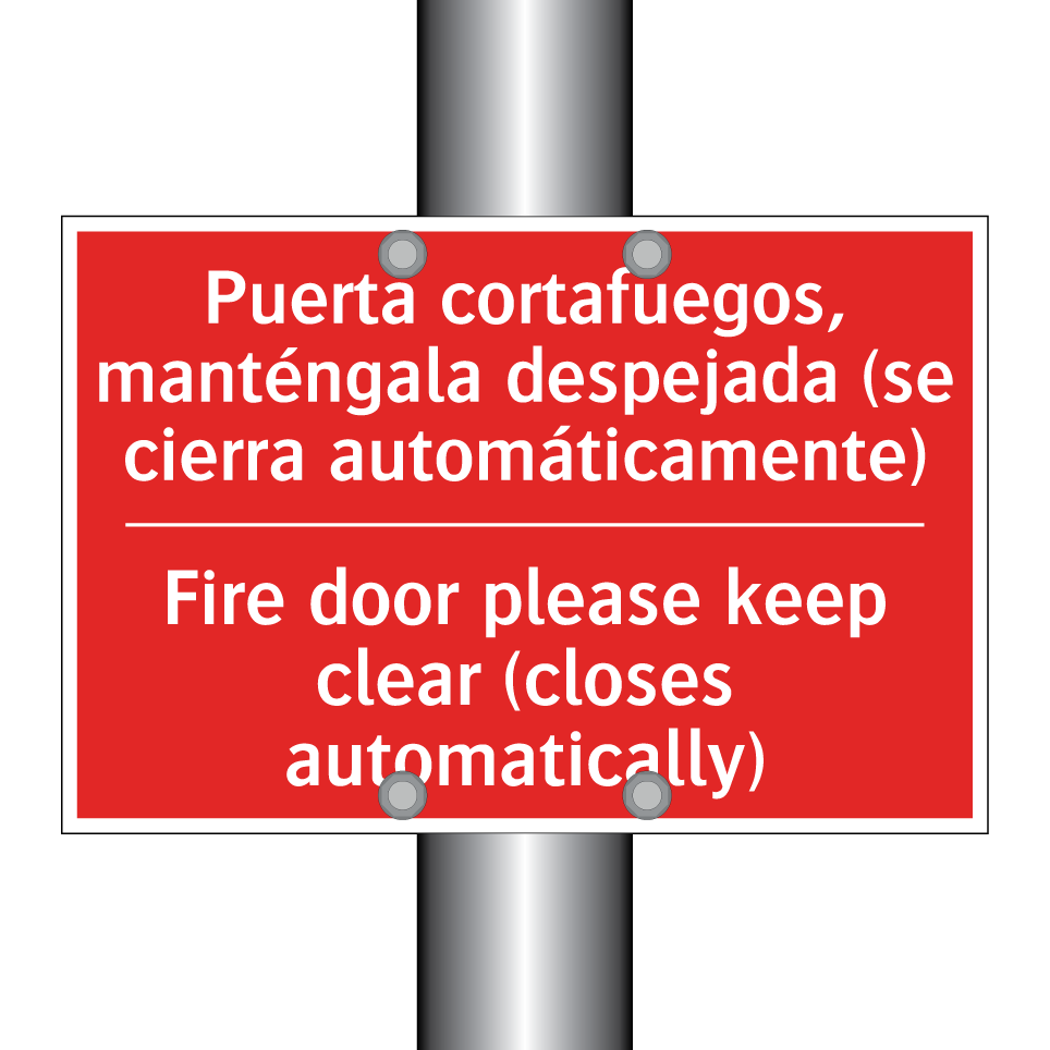 Puerta cortafuegos, /.../ - Fire door please keep clear /.../