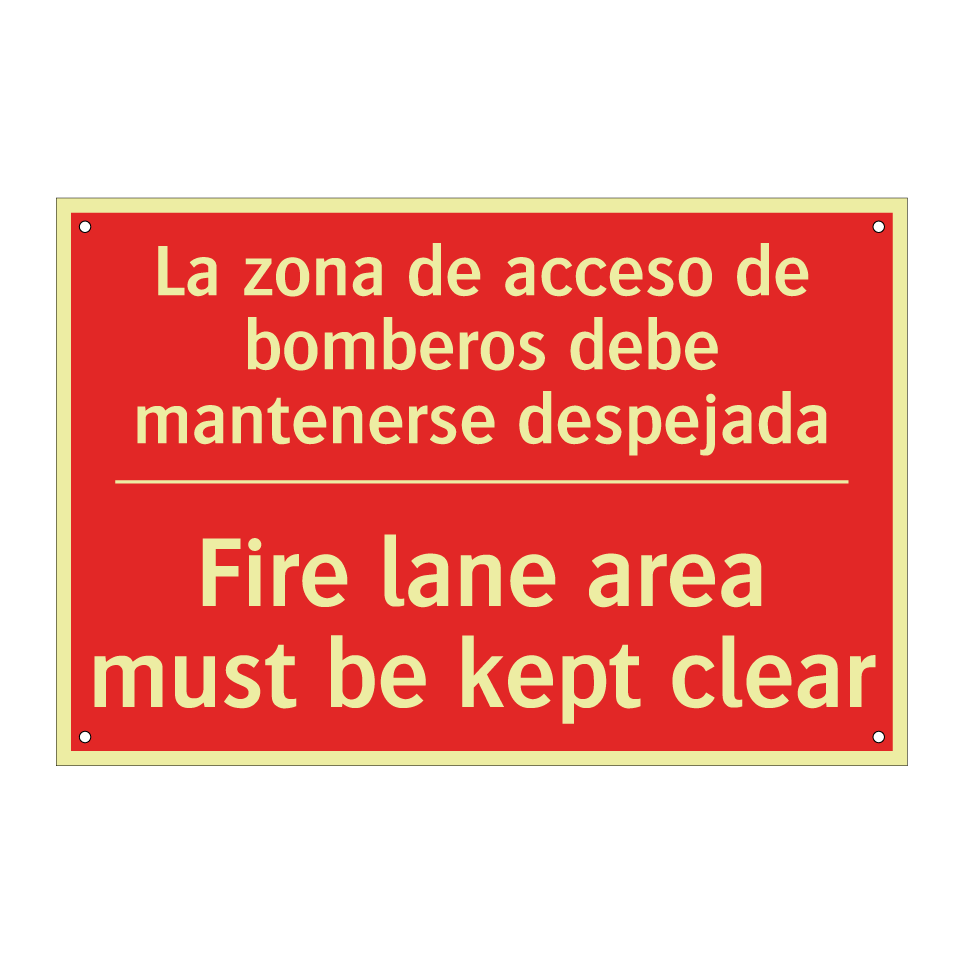 La zona de acceso de bomberos /.../ - Fire lane area must be kept /.../