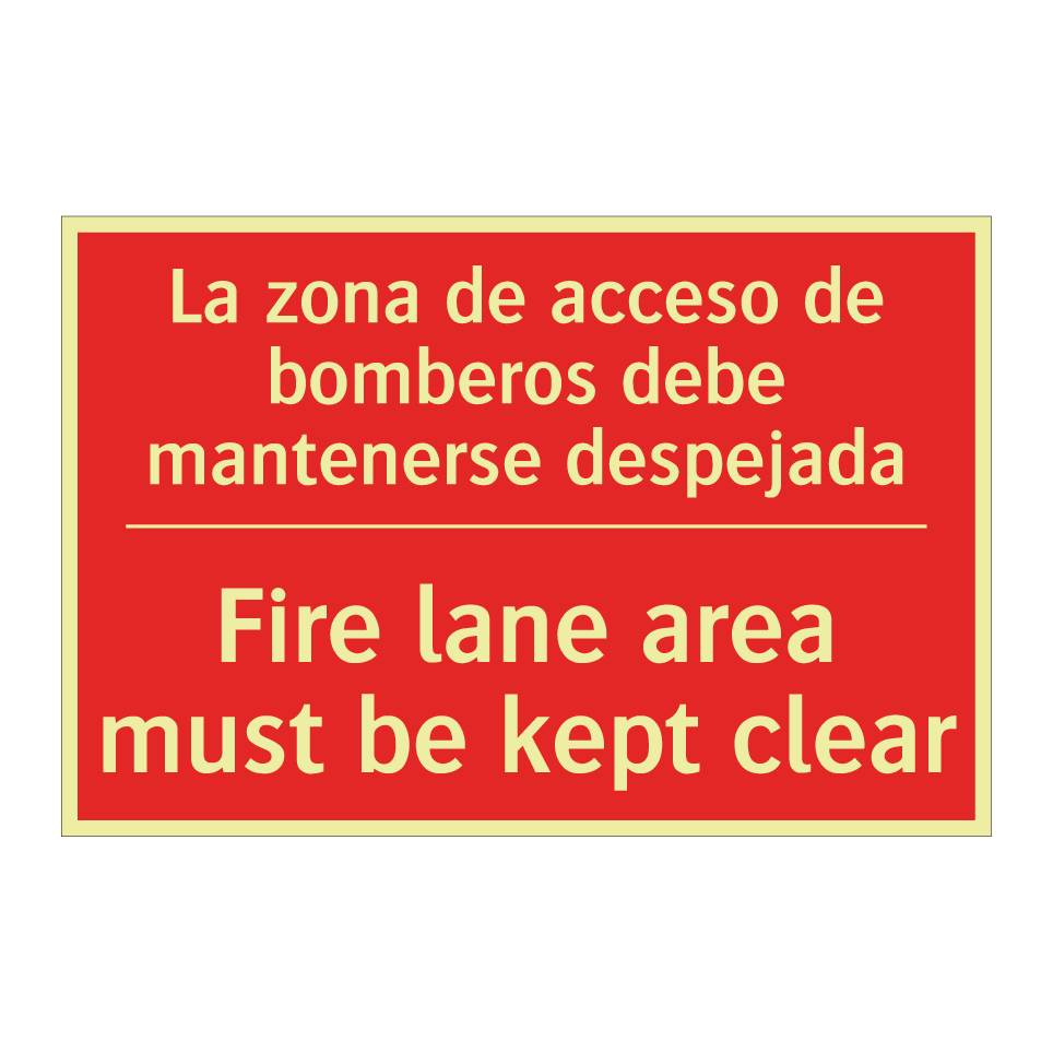 La zona de acceso de bomberos /.../ - Fire lane area must be kept /.../