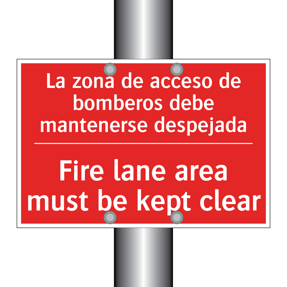 La zona de acceso de bomberos /.../ - Fire lane area must be kept /.../