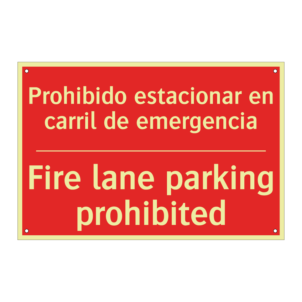 Prohibido estacionar en /.../ - Fire lane parking prohibited