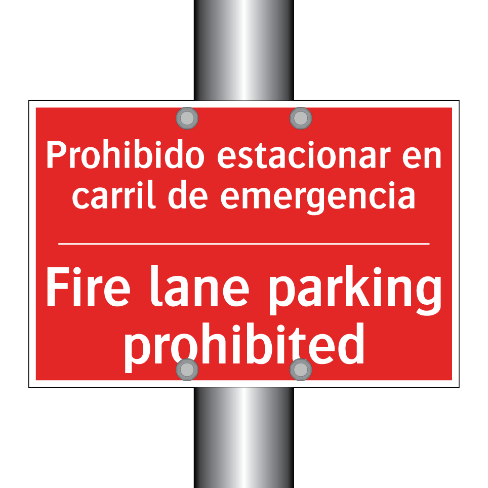 Prohibido estacionar en /.../ - Fire lane parking prohibited