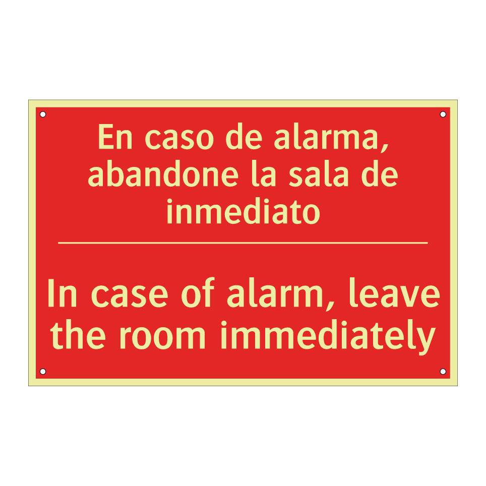 En caso de alarma, abandone /.../ - In case of alarm, leave the /.../