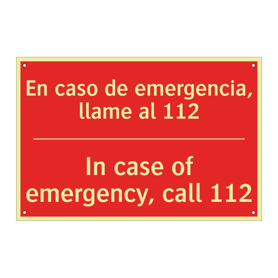 En caso de emergencia, llame /.../ - In case of emergency, call 112