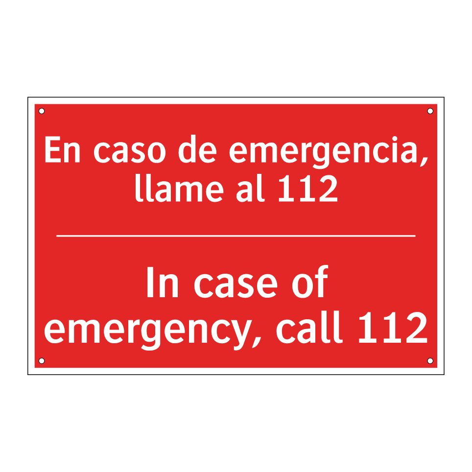 En caso de emergencia, llame /.../ - In case of emergency, call 112