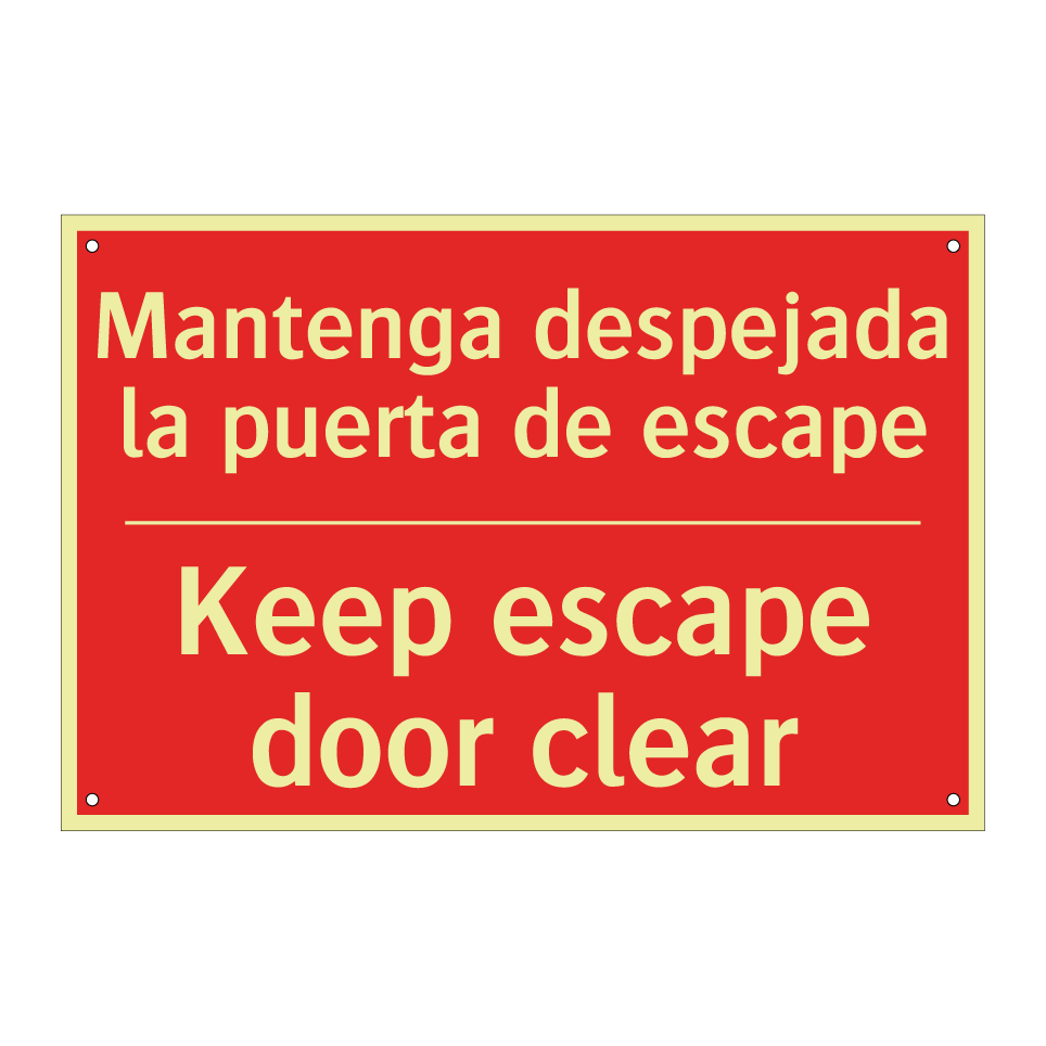 Mantenga despejada la puerta /.../ - Keep escape door clear