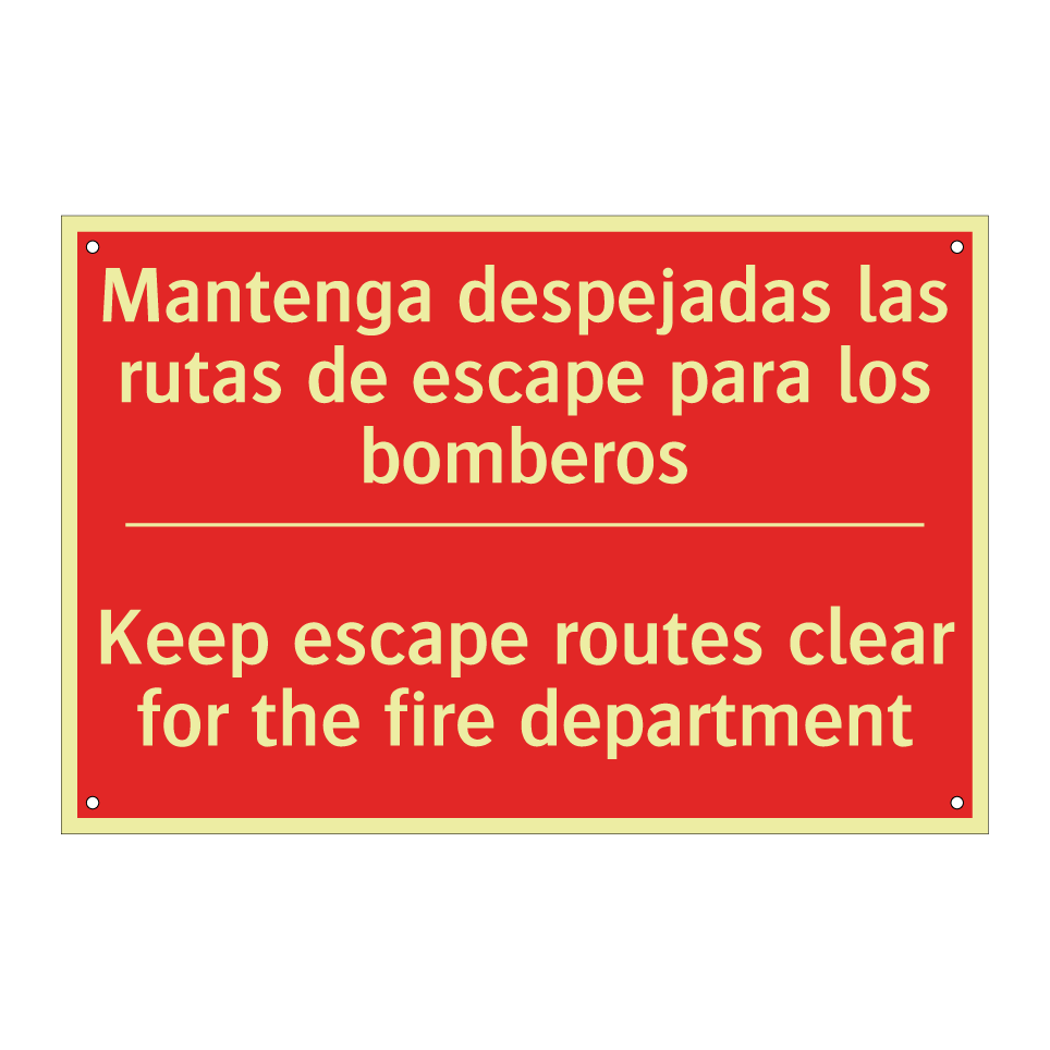 Mantenga despejadas las rutas /.../ - Keep escape routes clear for /.../