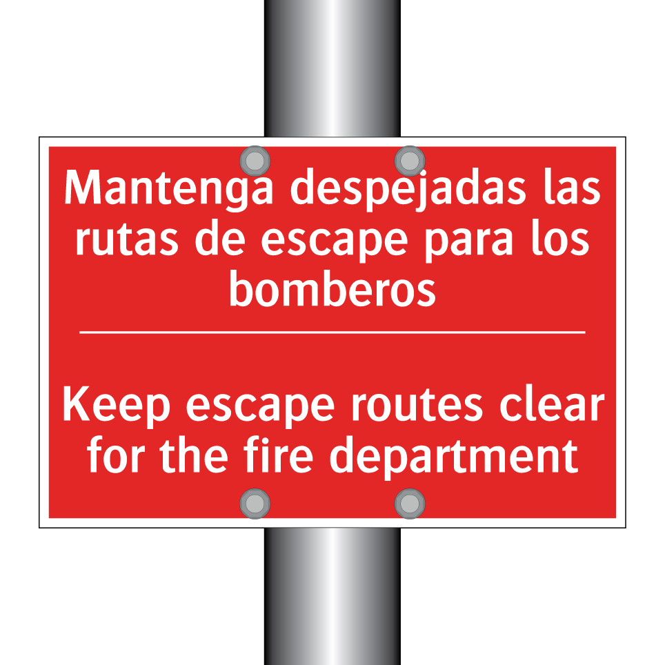 Mantenga despejadas las rutas /.../ - Keep escape routes clear for /.../