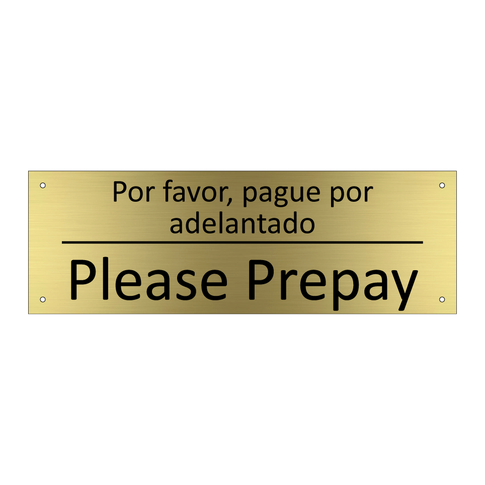 Por favor, pague por /.../ - Please Prepay