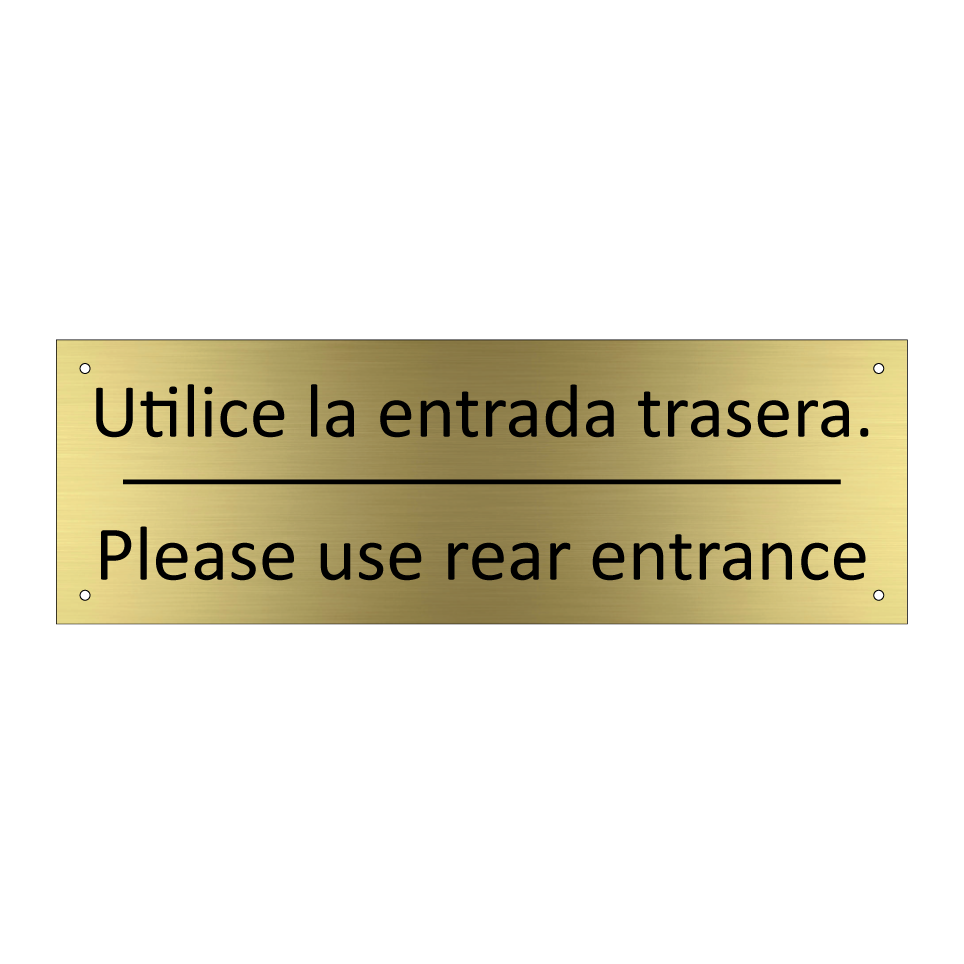 Utilice la entrada trasera. - Please use rear entrance