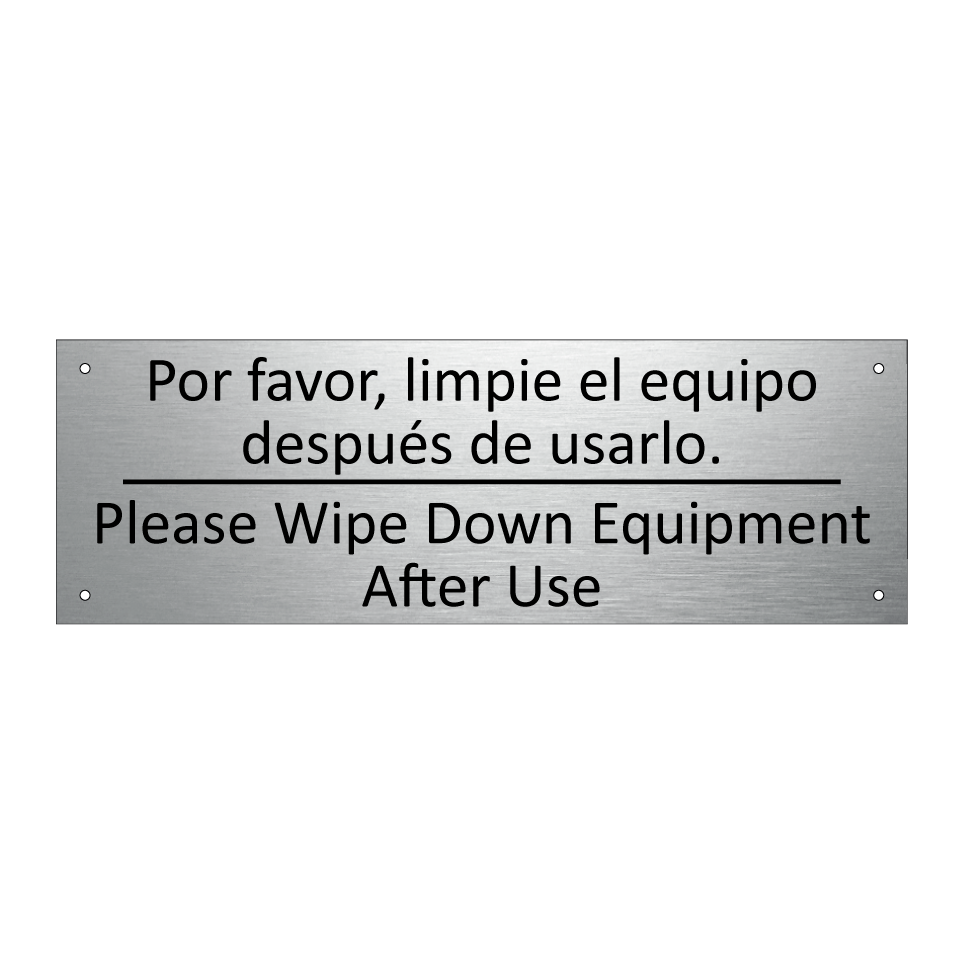 Por favor, limpie el equipo /.../ - Please Wipe Down Equipment /.../