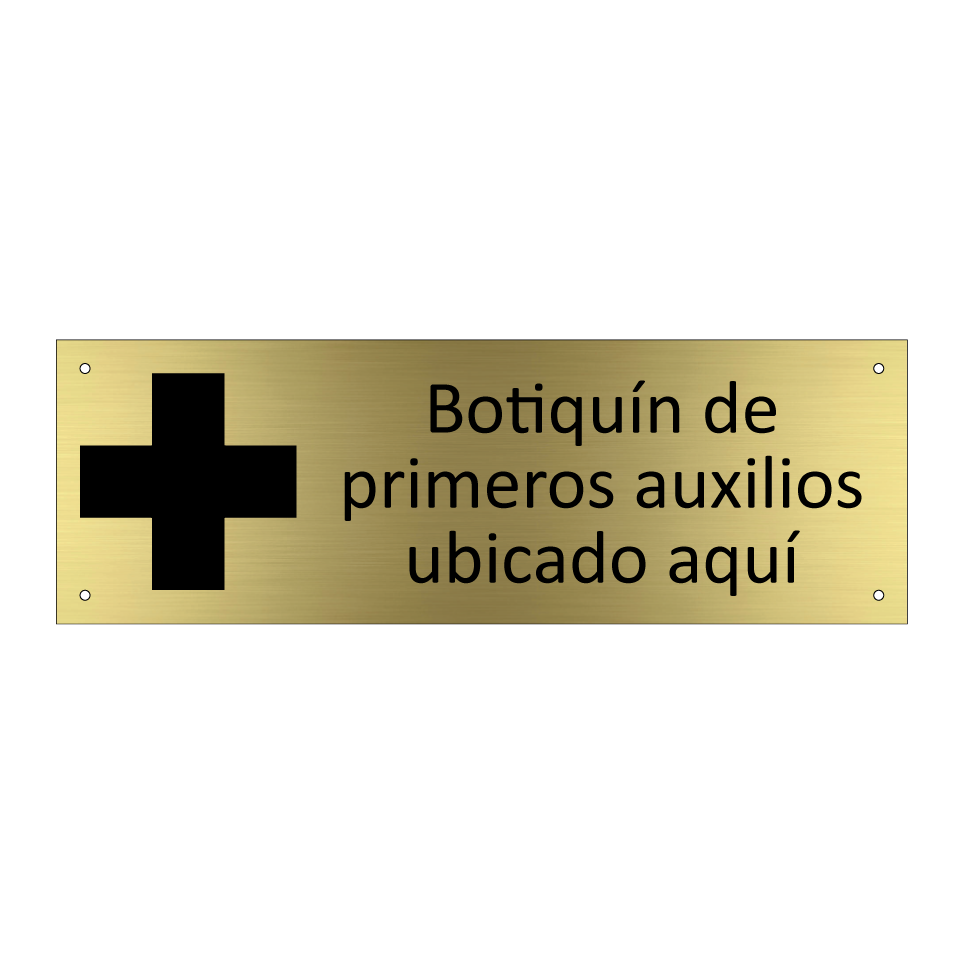 Botiquín de primeros auxilios ubicado aquí