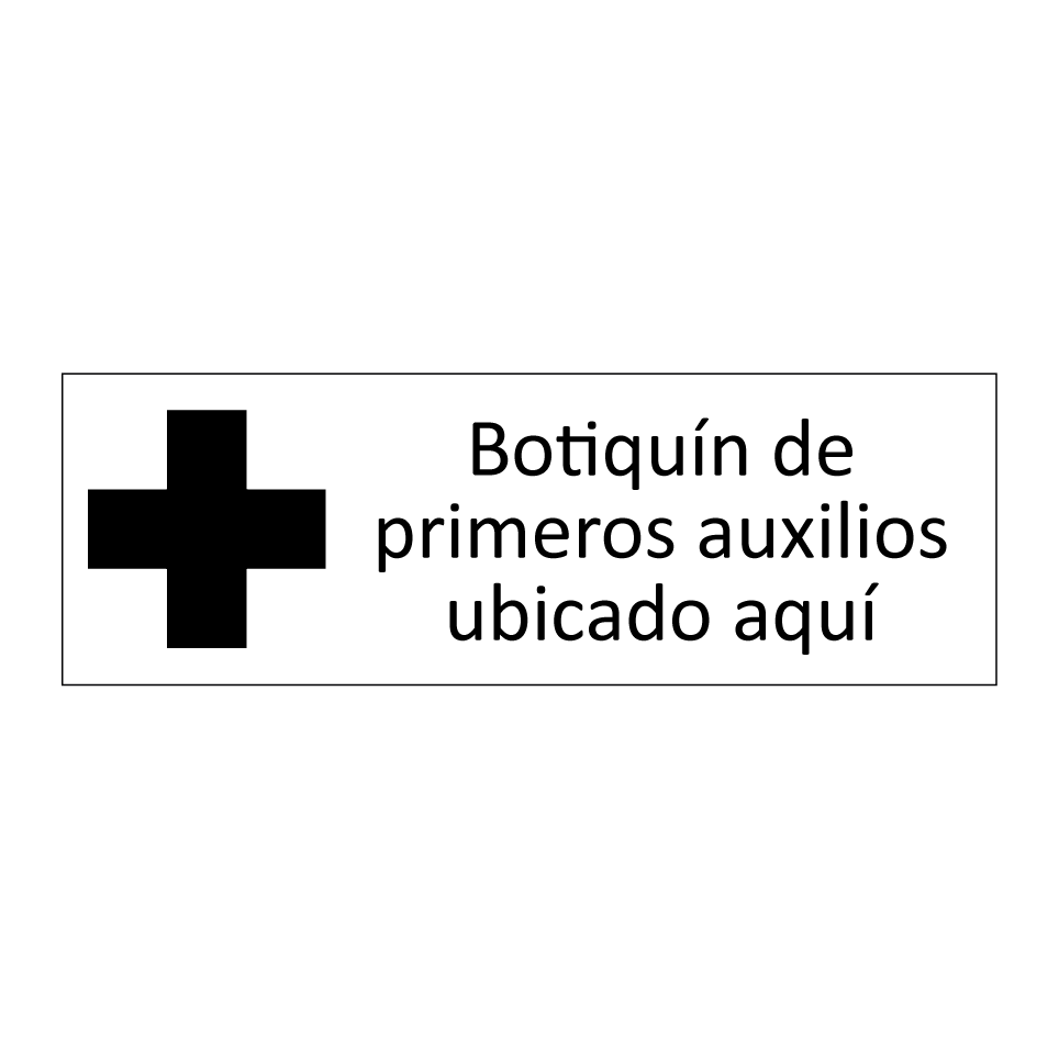 Botiquín de primeros auxilios ubicado aquí