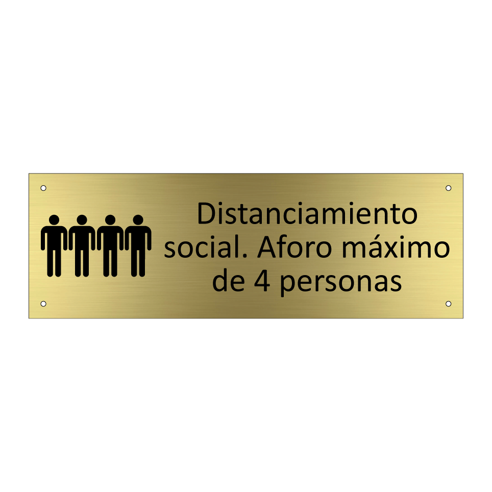 Distanciamiento social. Aforo máximo de 4 personas
