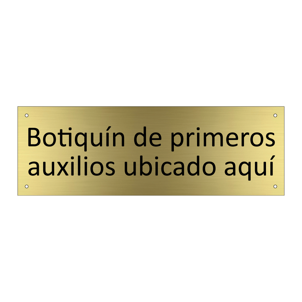 Botiquín de primeros auxilios ubicado aquí