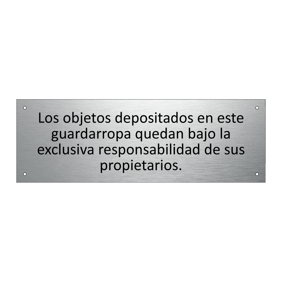 Los objetos depositados en este guardarropa quedan bajo la exclusiva responsabilidad de sus propietarios.