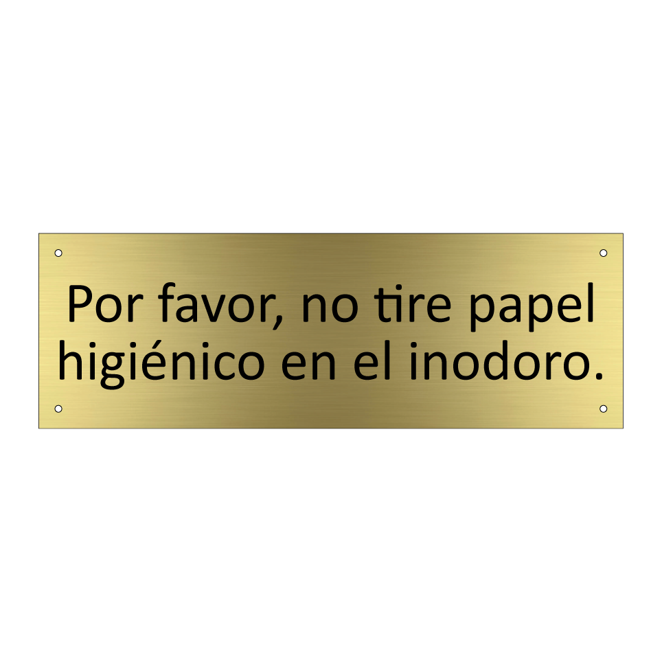 Por favor, no tire papel higiénico en el inodoro.