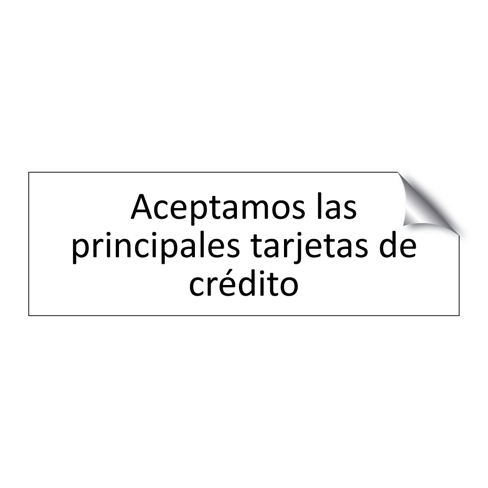 Aceptamos las principales tarjetas de crédito