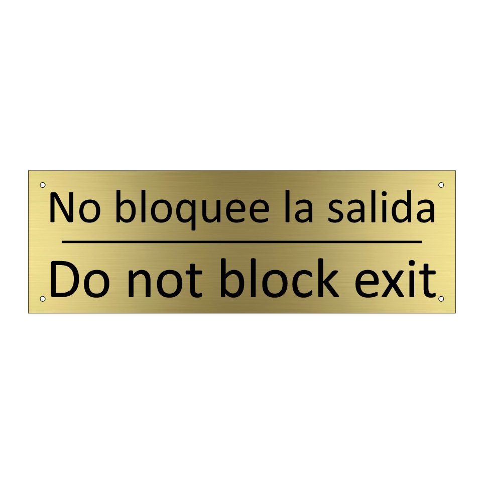 No bloquee la salida - Do not block exit