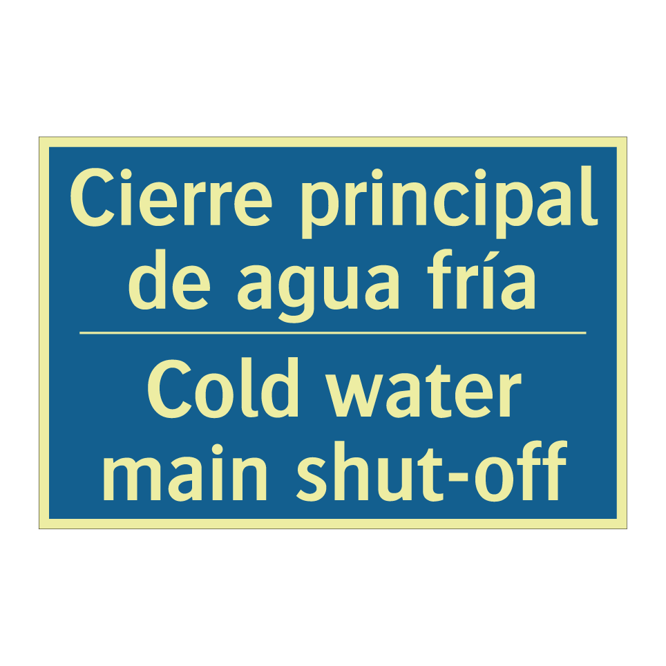 Cierre principal de agua fría - Cold water main shut-off