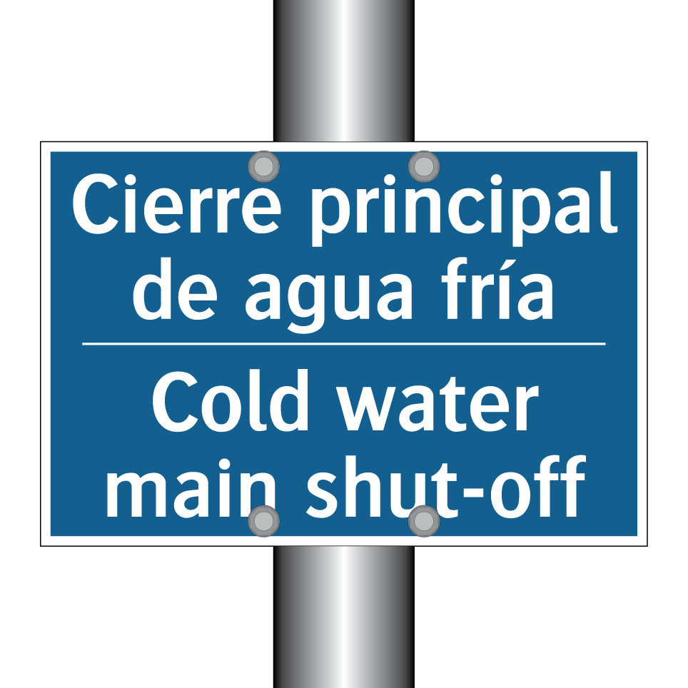 Cierre principal de agua fría - Cold water main shut-off