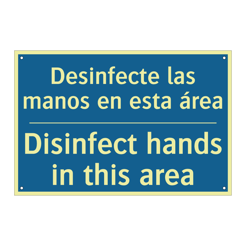 Desinfecte las manos en esta área /.../ - Disinfect hands in this area