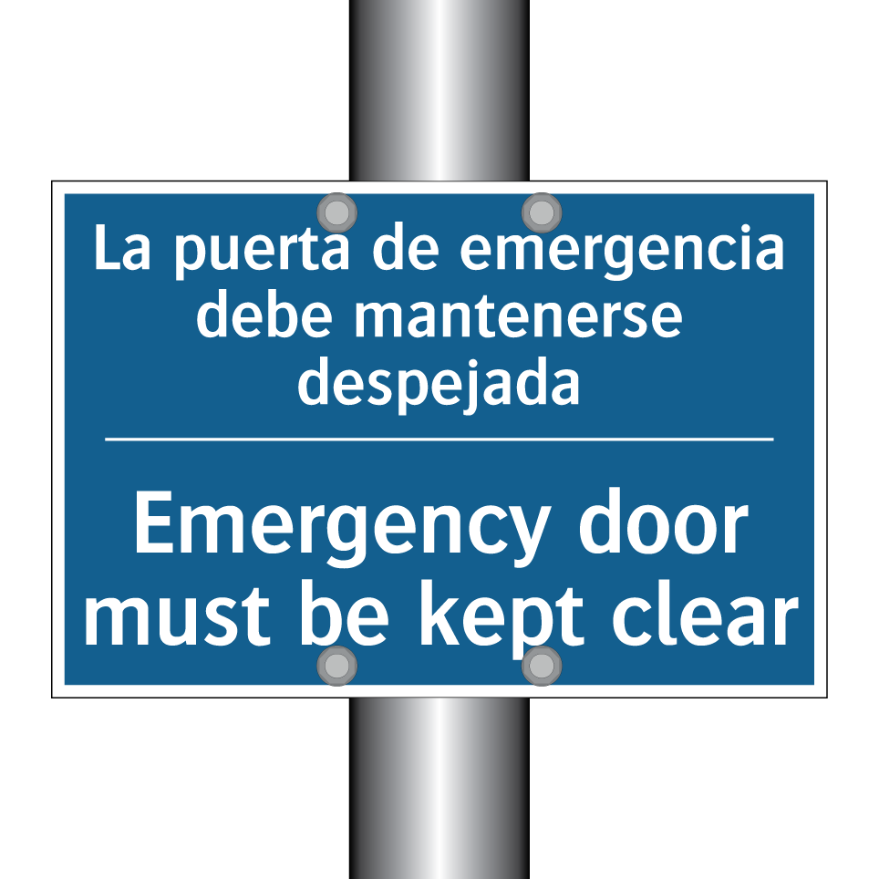 La puerta de emergencia debe mantenerse /.../ - Emergency door must be kept clear /.../