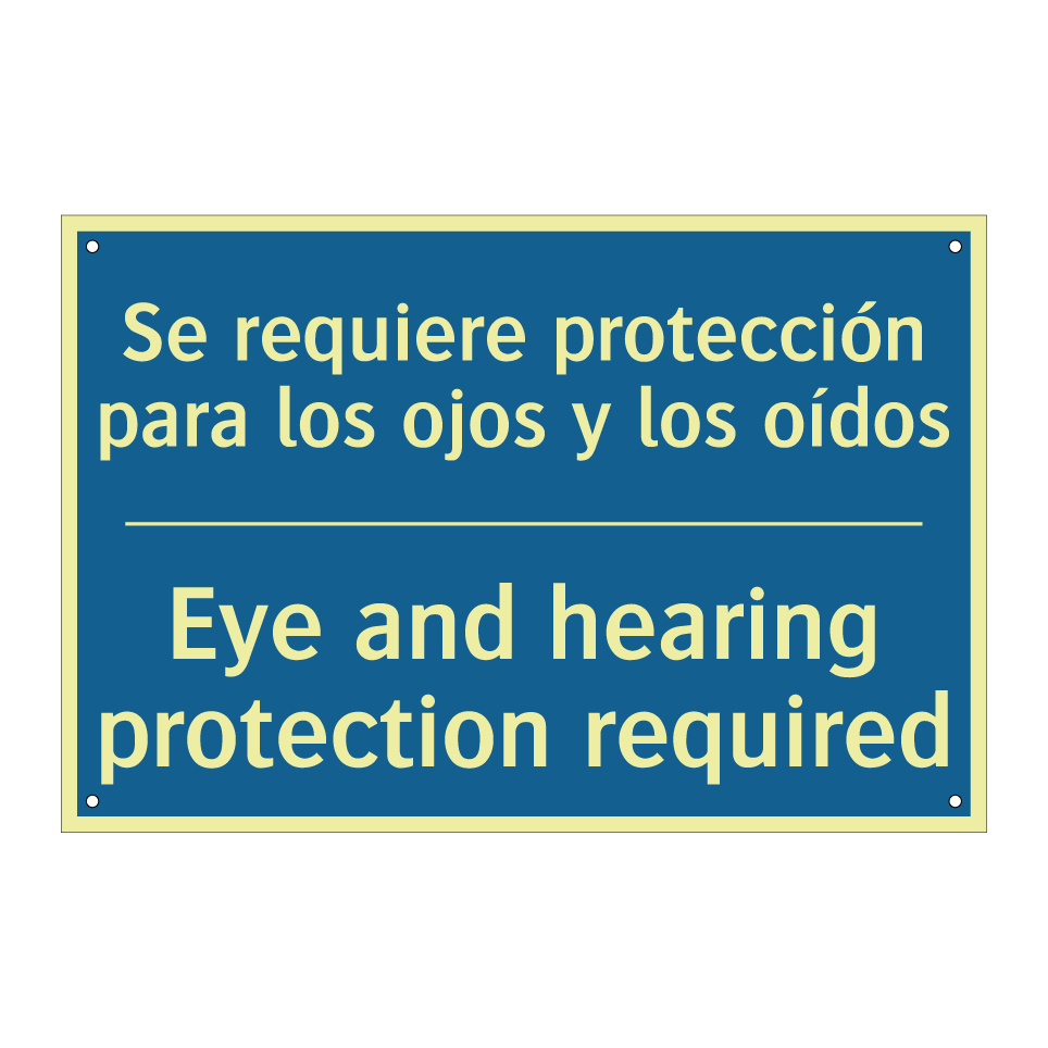 Se requiere protección para los /.../ - Eye and hearing protection required /.../