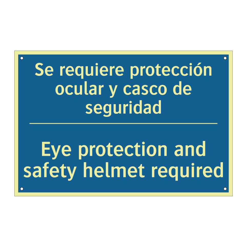 Se requiere protección ocular /.../ - Eye protection and safety helmet /.../
