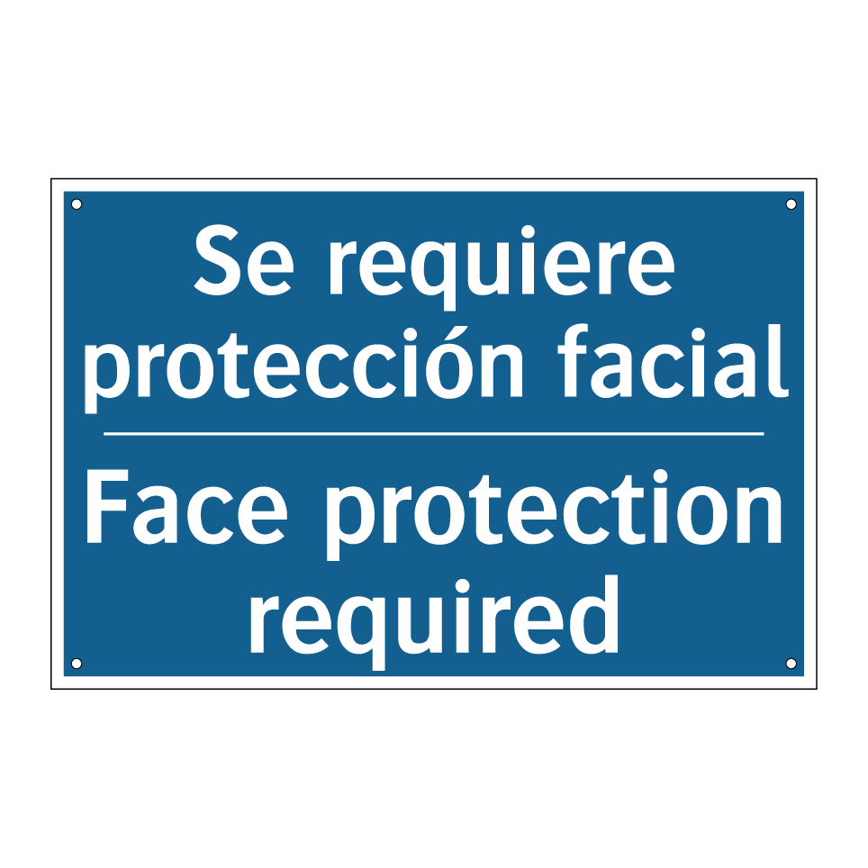 Se requiere protección facial - Face protection required