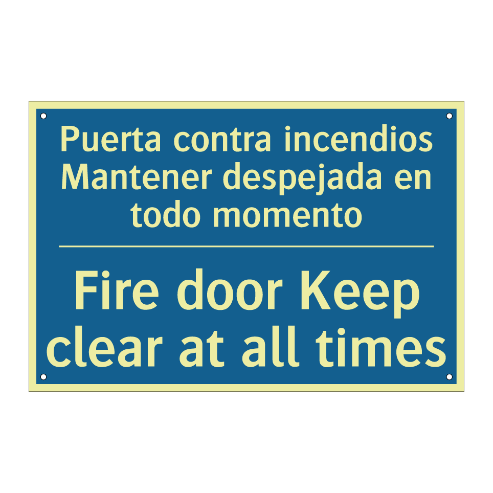 Puerta contra incendios Mantener /.../ - Fire door Keep clear at all times /.../